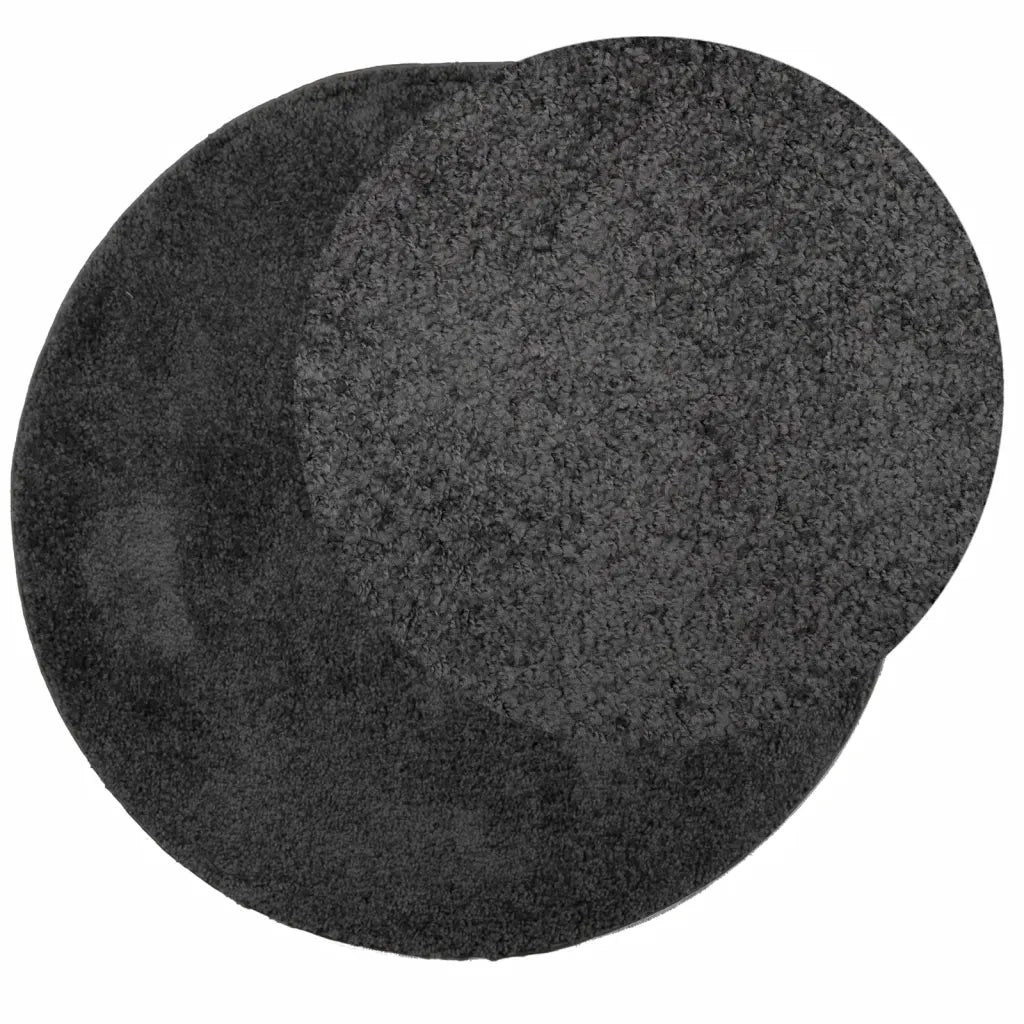Tappeto Shaggy PAMPLONA a Pelo Lungo Moderno Nero Ø 80 cm 375199