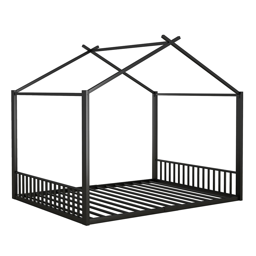 Letto a castello per bambini - Xylo - 140x200 cm - Nero - Struttura in ferro