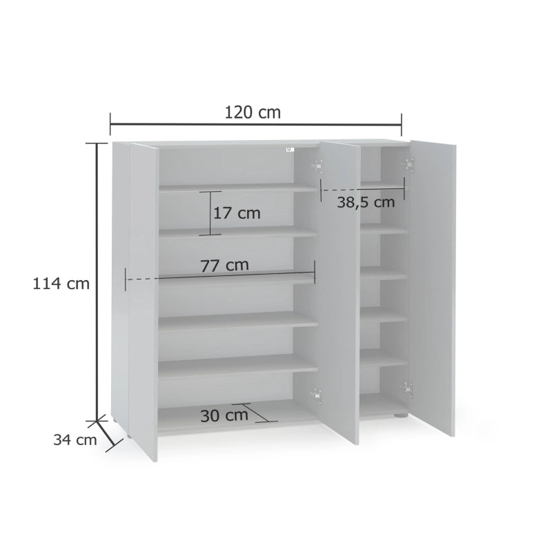 Scarpiera a 3 ante con 5+5 ripiani MISTER made in Italy - Grigio