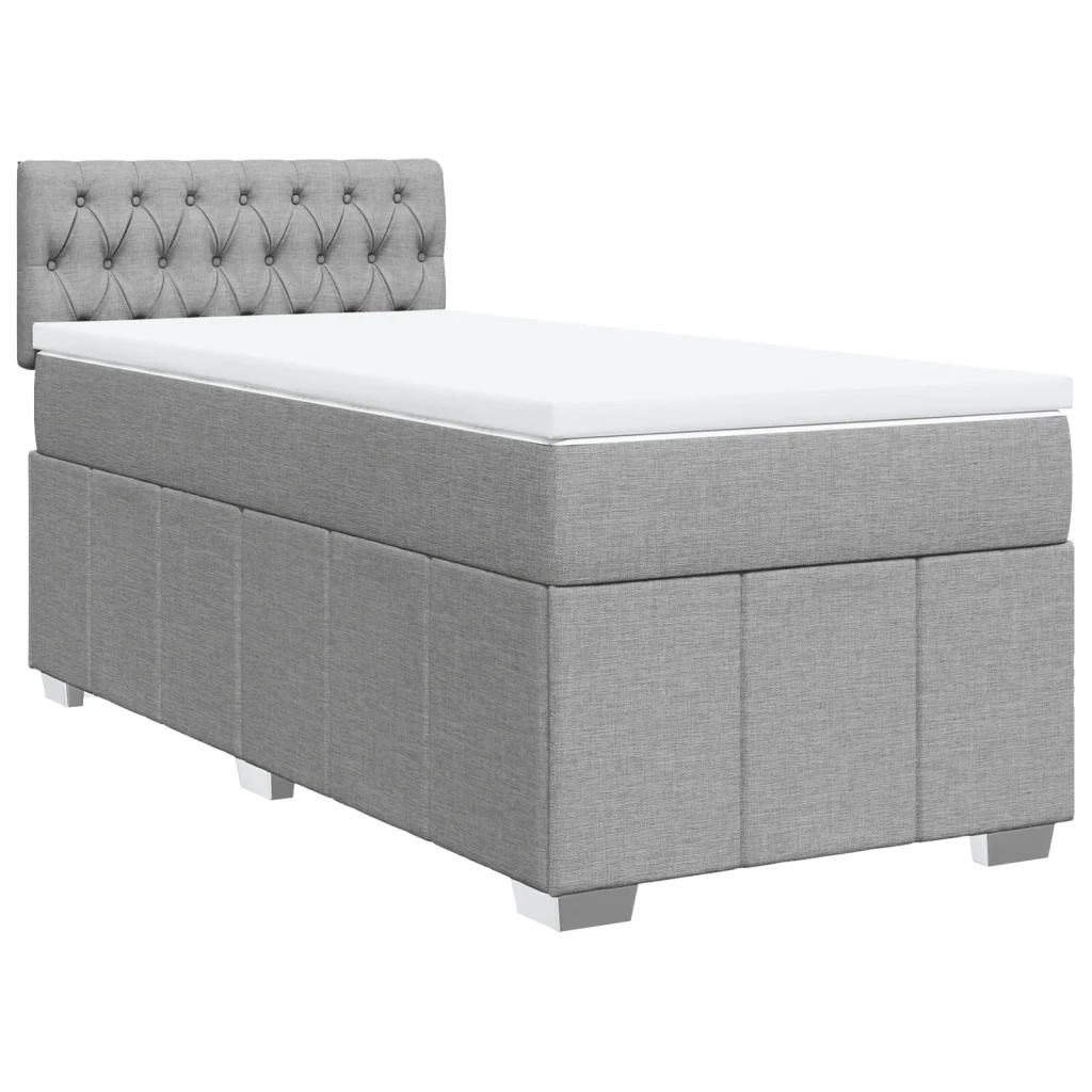 Giroletto a Molle con Materasso Grigio Chiaro 90x200 cm Tessuto