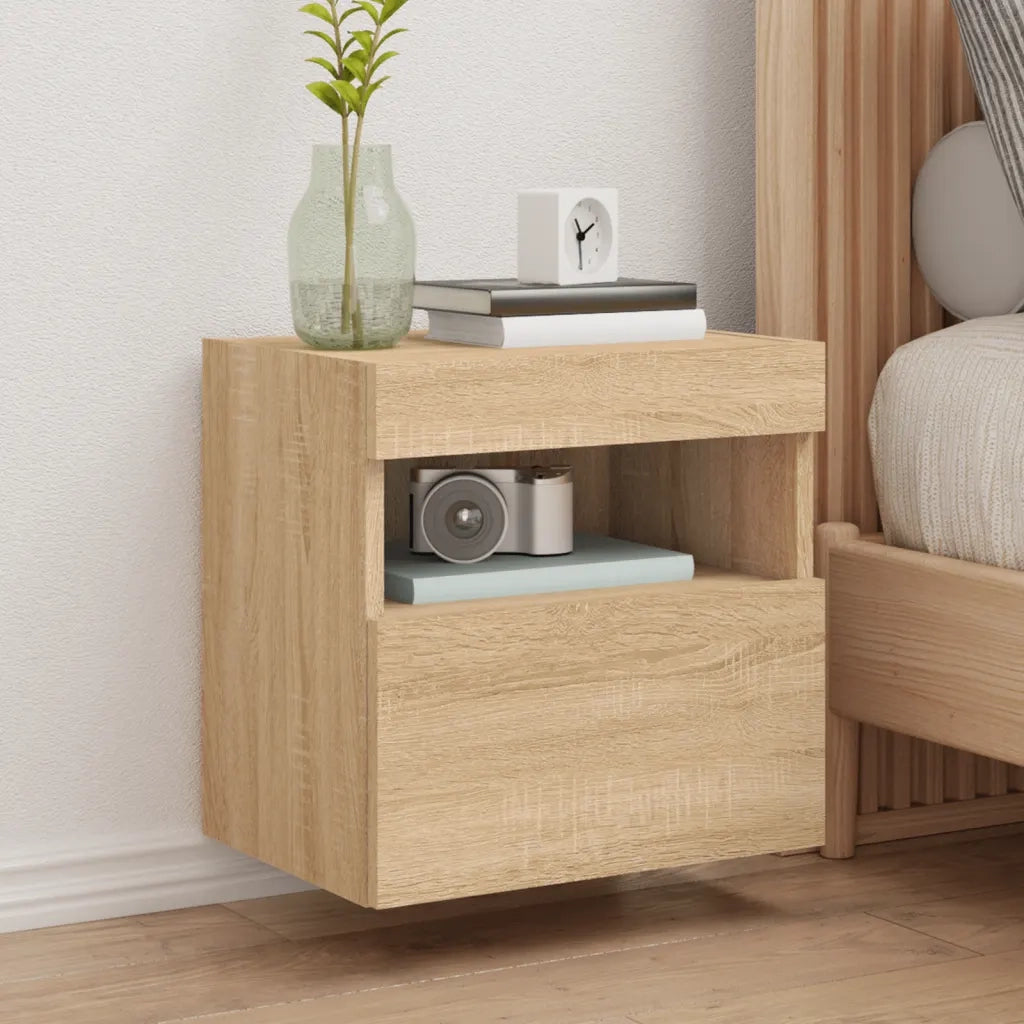Mobile TV a Parete | Armadietto TV | Mobile Porta TV con Luci LED Rovere Sonoma 40x30x40 cm