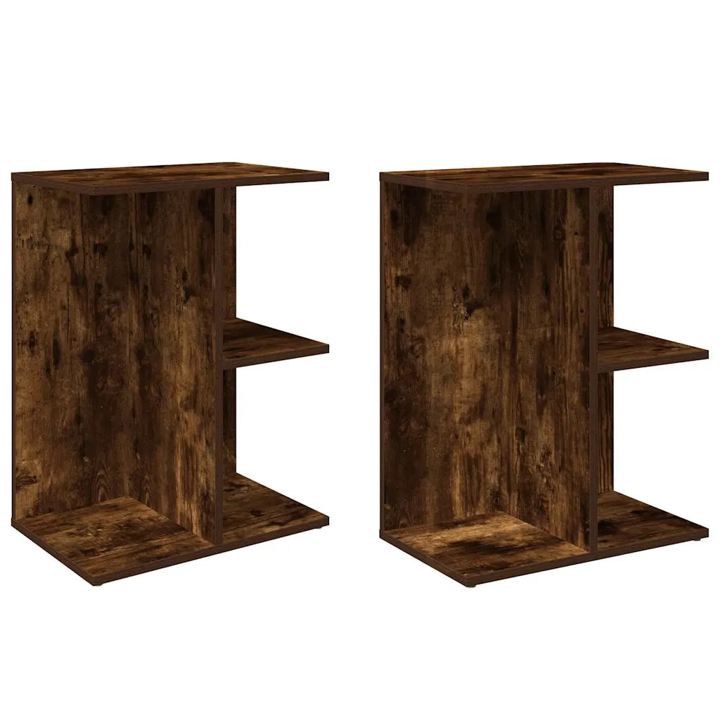 Comodini 2 pz-Set di 2 Tavolino da notte Rovere Fumo 46,5x29x61 cm in Legno Multistrato
