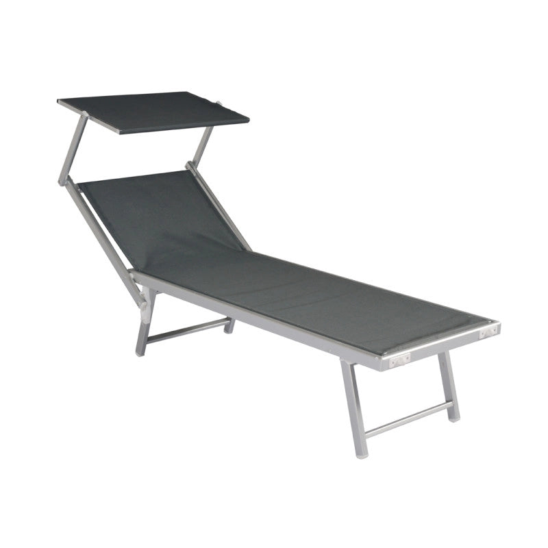 Set di due lettini mare MOIA con tettuccio grigio