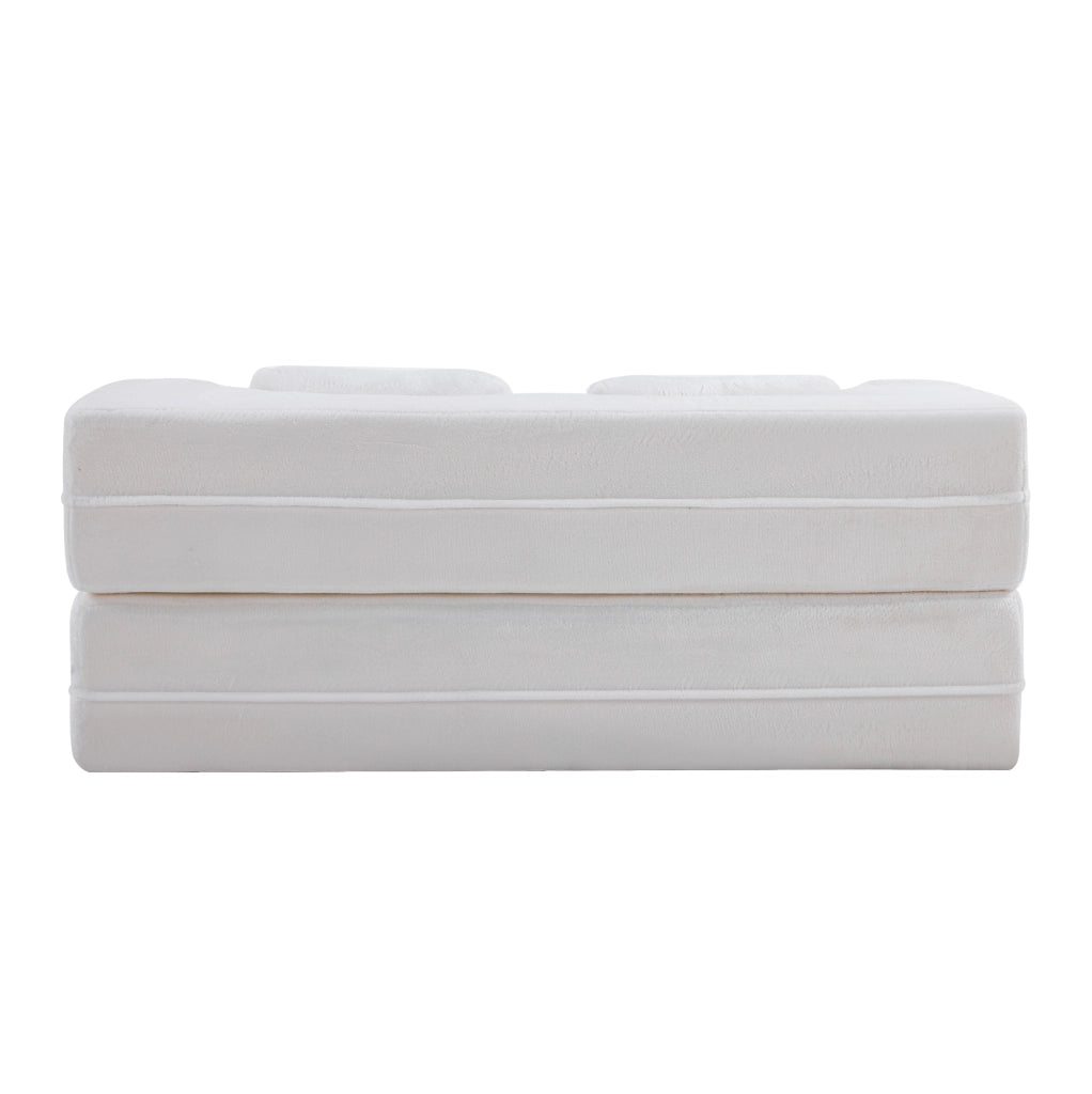 Divano modulare ULEVR pieghevole in bianco con cuscino quadrato, imbottitura in schiuma e molle