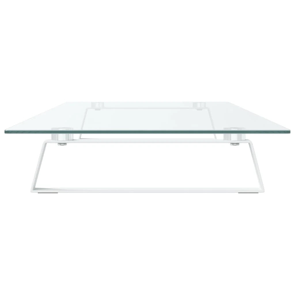 Supporto per monitor mobile da scrivania 100 x 35 x 8 cm vetro temperato e metallo bianco 02_0044852