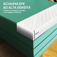 Tappeto Fitness Pieghevole e Imbottito con 2 Maniglie, in Plastica ed EPE, 180x60x5 cm, Verde e Viola
