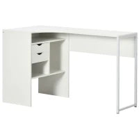 Scrivania angolare con 2 cassetti e 3 scomparti aperti, 120 x 60 x 74 cm, Bianco