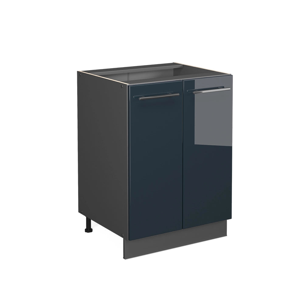 Mobiletto base cucina Fame-Line Blu scuro lucido/Antracite 60 cm senza piano di lavoro Vicco