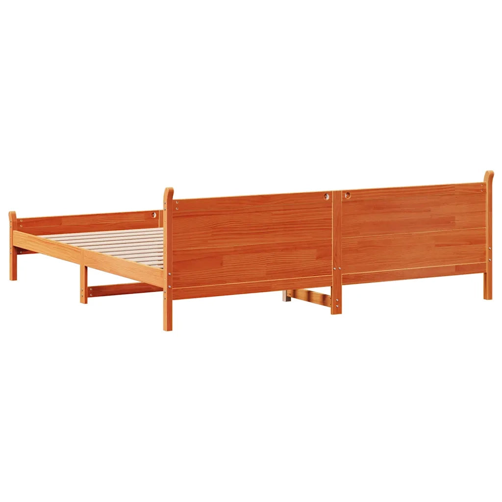 Letto senza Materasso Marrone Cera 200x200 cm in Legno di Pino