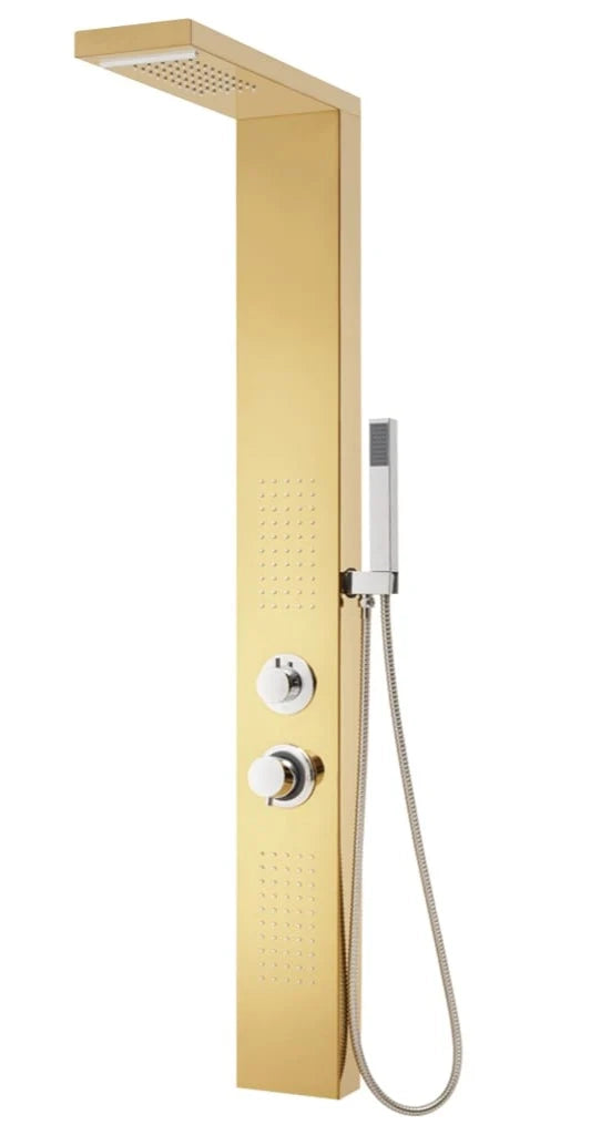 Sistema di pannelli doccia per bagno in acciaio inox 130 cm finitura oro 02_0003110