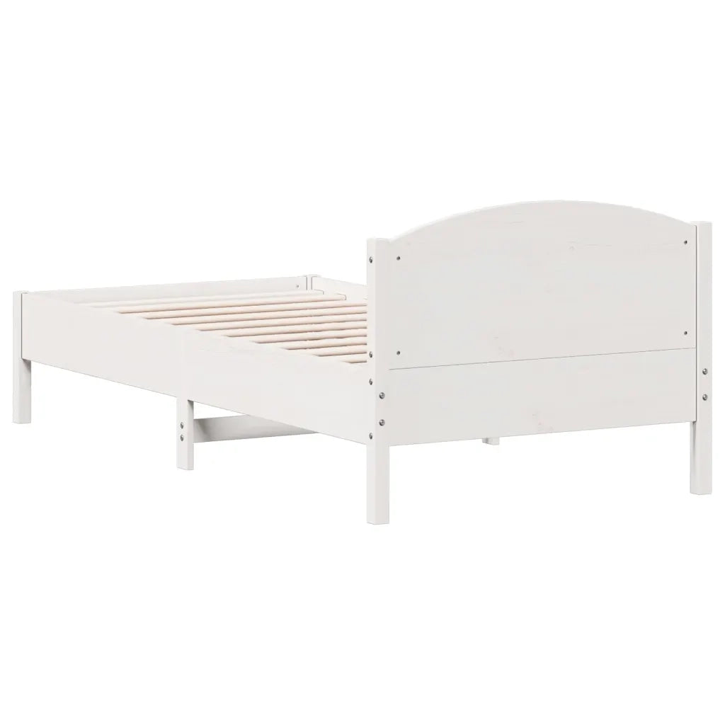 Letto senza Materasso Bianco 90x200 cm Legno Massello di Pino