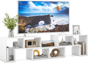 Mobile Porta TV Combinabile con Ripiani Aperti, per TV Fino a 65 Pollici, Mobile TV di Legno per Camera da Letto, Soggiorno, Capacità di Carico Massima 80 kg, 134-180 x 30 x 43 cm (Bianco)