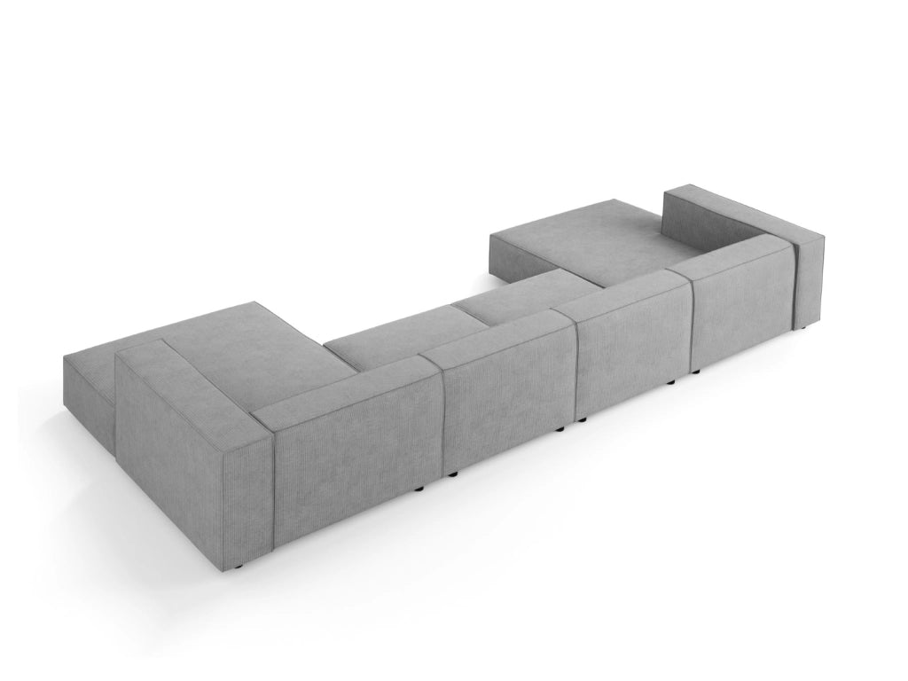 Cosmopolitan Design - Divano panoramico "Arendal" 6 posti in ciniglia con effetto a coste grigio scuro 