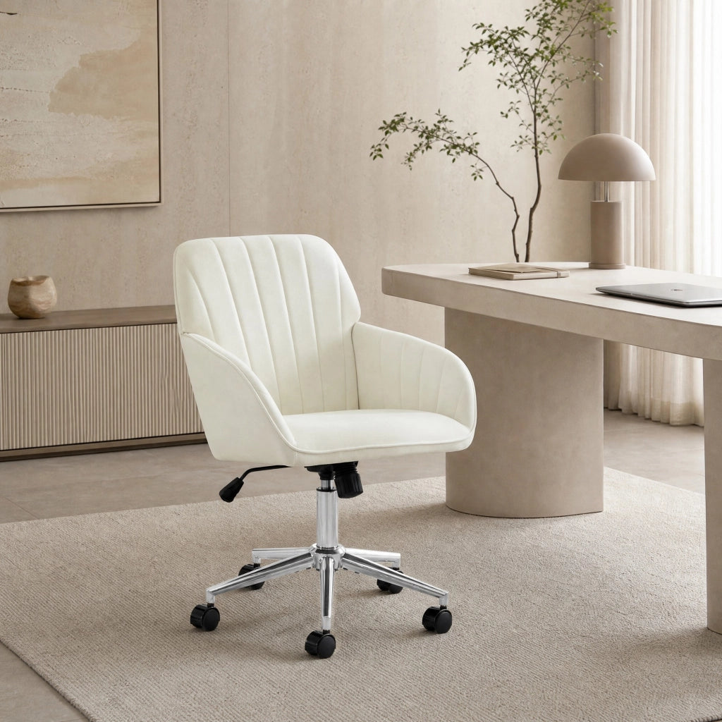 SEDIA girevole ufficio regolabile 50-59 cm velluto bianco