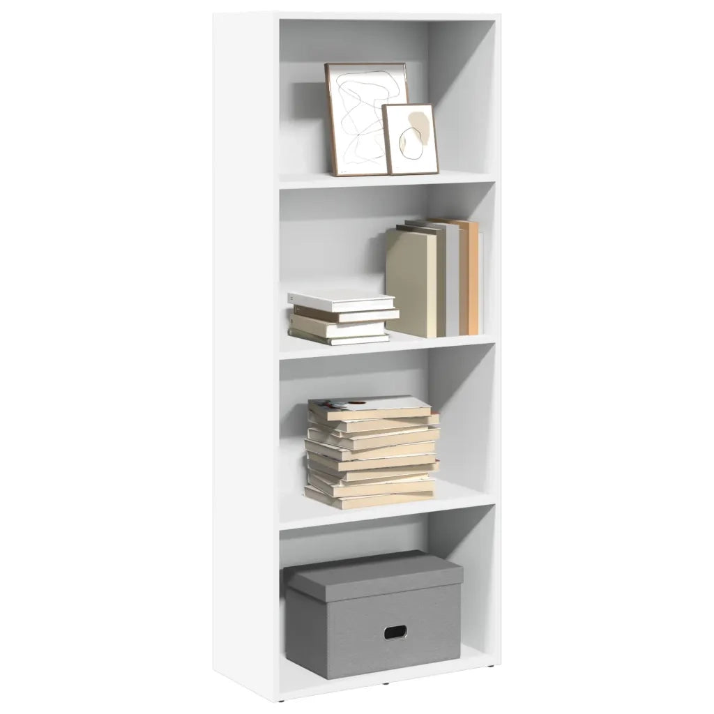 Libreria-Scaffale per Libri-Mobile di Stoccaggio Bianca 60x30x152 cm in Legno Multistrato