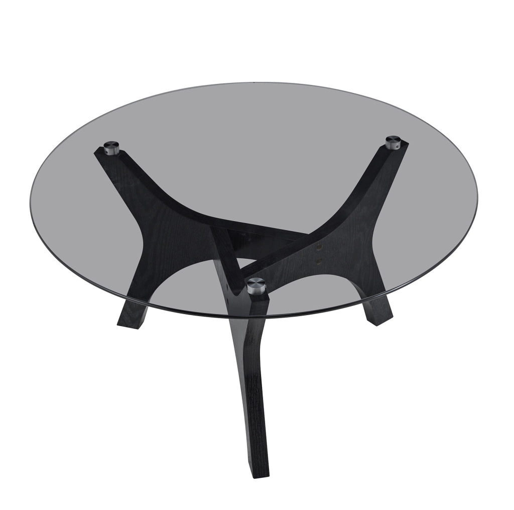 Tavolino da caffè 80x80x42.2 cm con piano in vetro resistente al calore e ai graffi; MDF nero