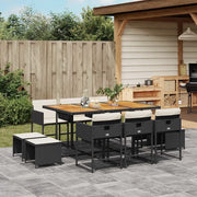 Set da Pranzo da Giardino 11 pz con Cuscini in Polyrattan Nero 3211335