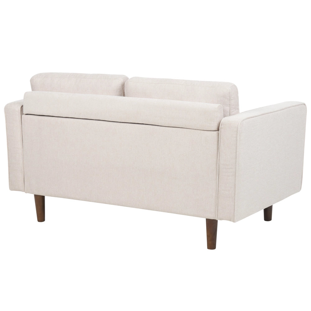 Divano retrò a 2 posti Imbottito in tessuto beige con schienale imbottito stile retrò soggiorno