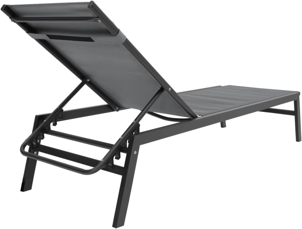 Set di 2 lettini da Giardino reclinabili in Alluminio Sintra Grigio Antracite e Nero