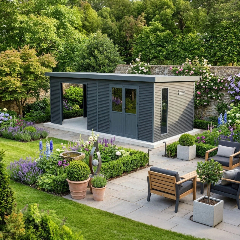 Casetta da giardino in legno composito Onyx 63 - 18 m² - Grigio