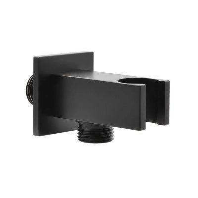 Set doccia nero opaco quadrato con doccetta, presa acqua e flessibile