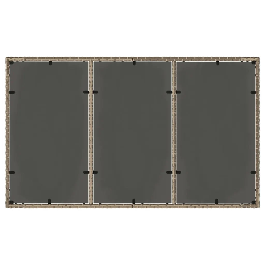 Tavolo da Giardino Piano in Vetro Grigio 150x90x75cm Polyrattan 365532