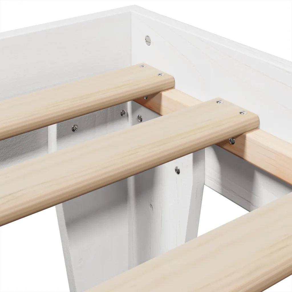 Giroletto senza Materasso Bianco 100x200 cm Legno Massello Pino