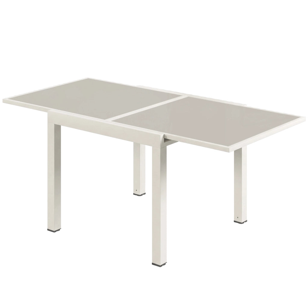 Tavolo allungabile da esterno ¨C zephmum ¨C Bianco crema, alluminio, vetro temperato