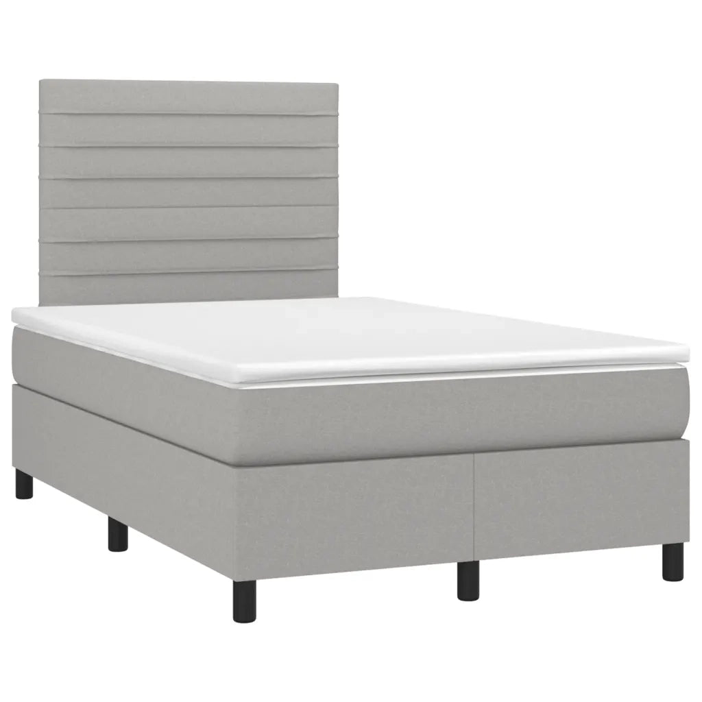 Giroletto a Molle con Materasso Grigio Chiaro 120x190cm Tessuto
