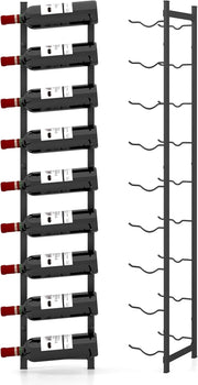 Portabottiglie di Vino da Parete per 6/12 Bottiglie, Scaffale Vini in Metallo a Parete, Portabottiglie di Vino Resistente alla Ruggine (22 x 13,5 x 145 cm)