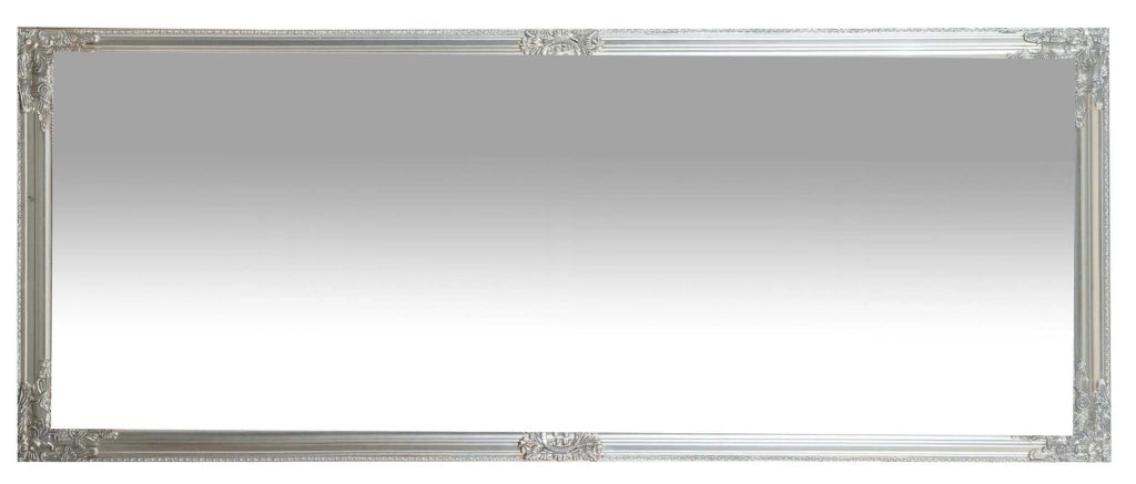 Biscottini Specchio Specchiera da parete e appendere verticale/orizzontale L72xPR4xH180 cm finitura foglia argento anticato.