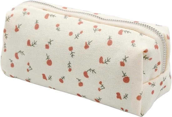 Penne in pelle per scuola e ufficio, penne in pelle con chiusura a righello, astuccio con fiori estetici, giallo, astuccio estetico