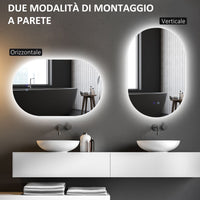 Specchio Bagno da Parete LED Antiappannamento 81x51x4,5 cm in Vetro e Alluminio Argento