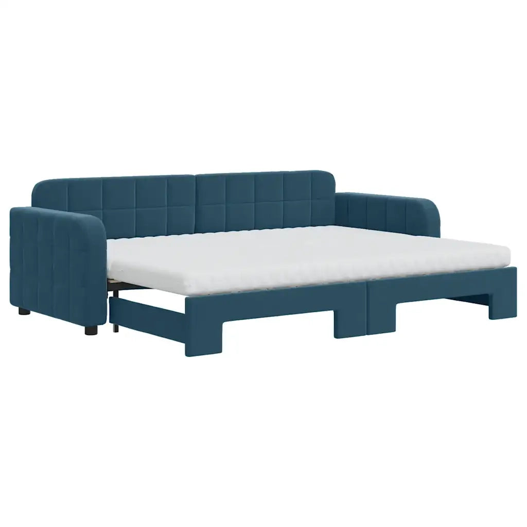 Divano Letto Estraibile con Materassi Blu 80x200 cm Velluto 3196945