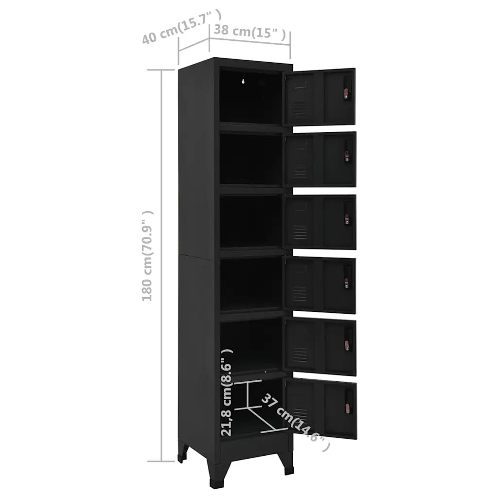 Armoire à casiers Noir 38x40x180 cm Acier