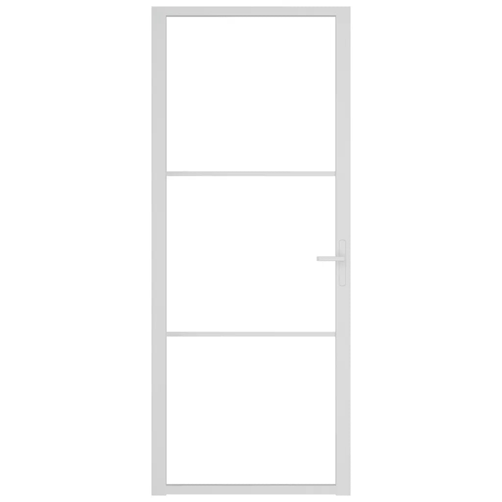 Porta Interna 83x201,5 cm Bianca in Vetro ESG e Alluminio 350569