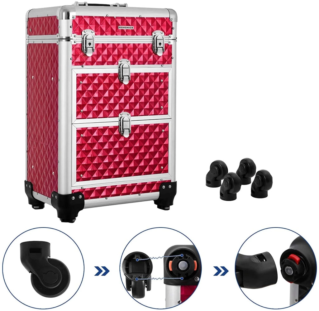 Valigetta per il trucco trolley Vanity Diamond rossa 12_0001118