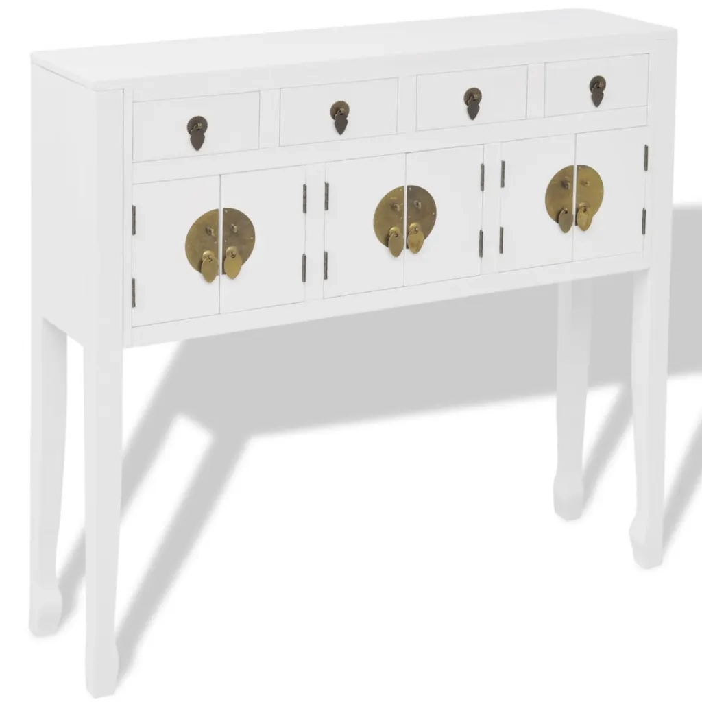 Credenza-Buffet-Armadio da cucina in Stile Cinese in Legno Massello Bianca
