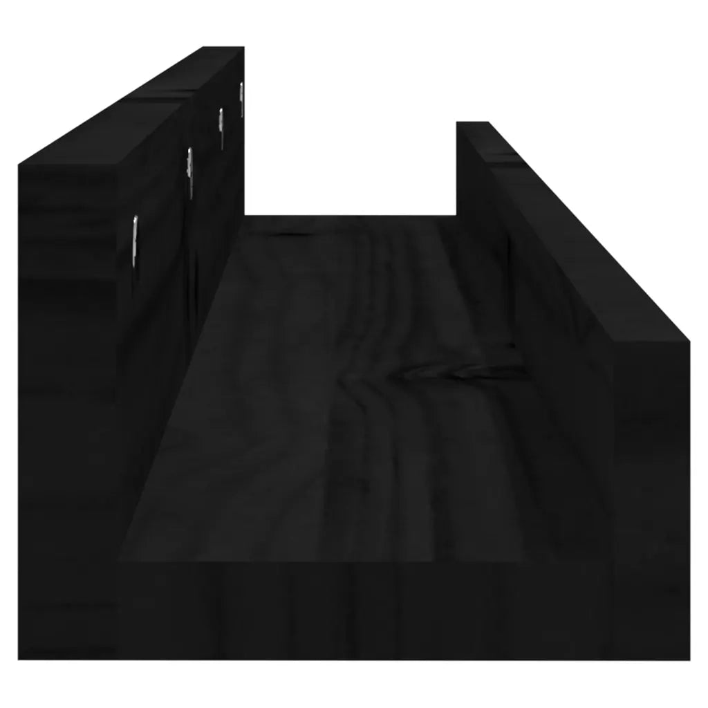 Mensole da Parete 2 pz Nero 80x12x9cm in Legno Massello di Pino 823593