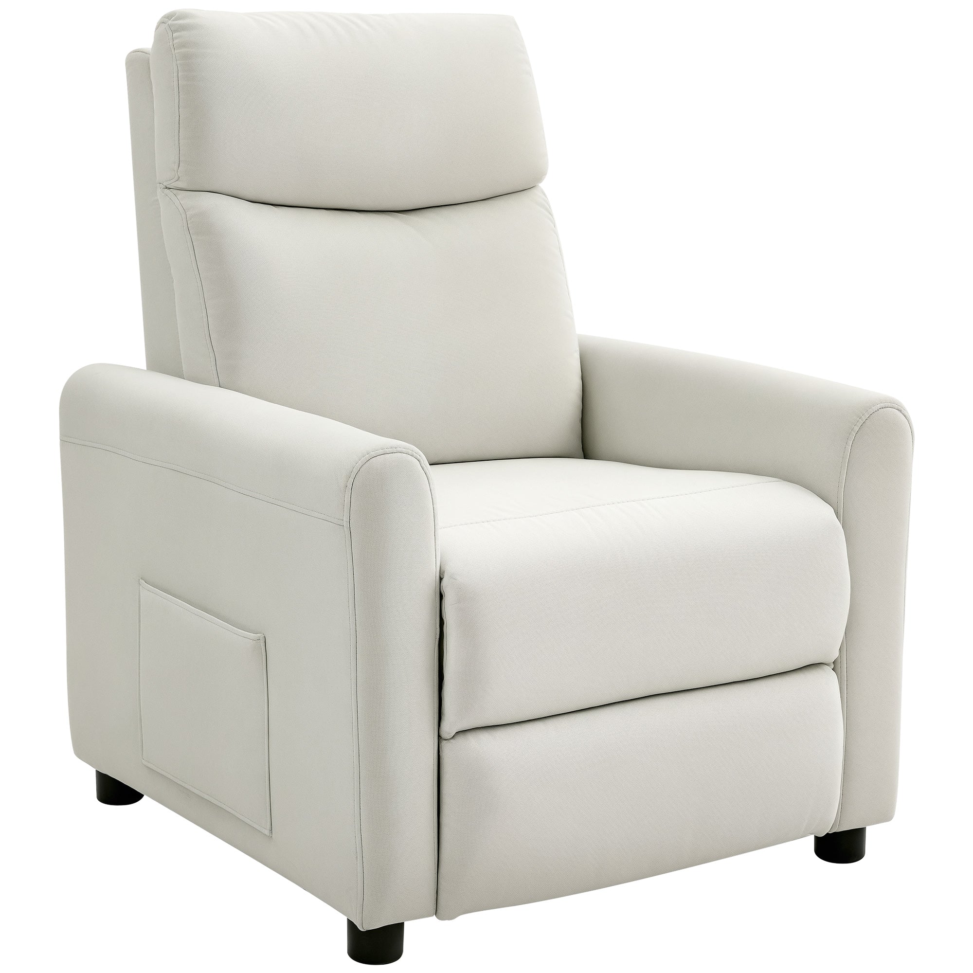 Poltrona Reclinabile 135° Max 73x86x100 cm in Tessuto Effetto Lino Bianco Crema