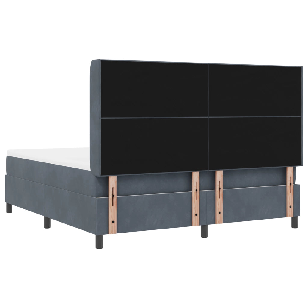 Letto con Box Spring e Materasso Grigio Scuro 180x200 cm in Velluto