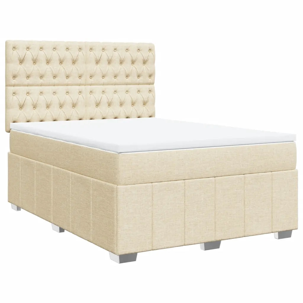 vidaXL Giroletto a Molle con Materasso Crema 140x19 cm in Tessuto