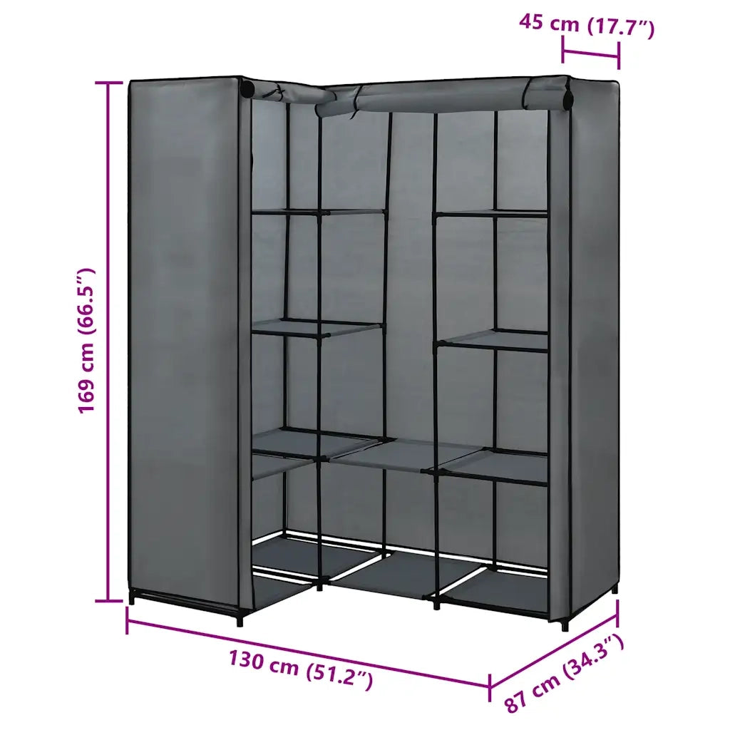 Armadio Angolare Grigio 130x87x169 cm CFW9845029