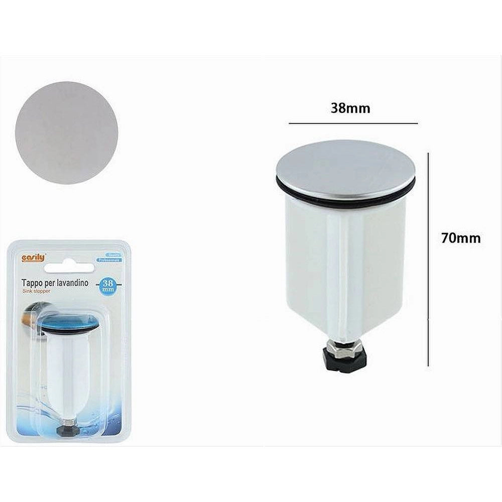 Trade Shop - Tappo Piletta Universale Scarico 38mm Ottone Lucido Bagno Lavabo Lavandino 52359 -
