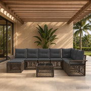 Set Divano da Giardino 9 pz Grigio polyrattan 3434924
