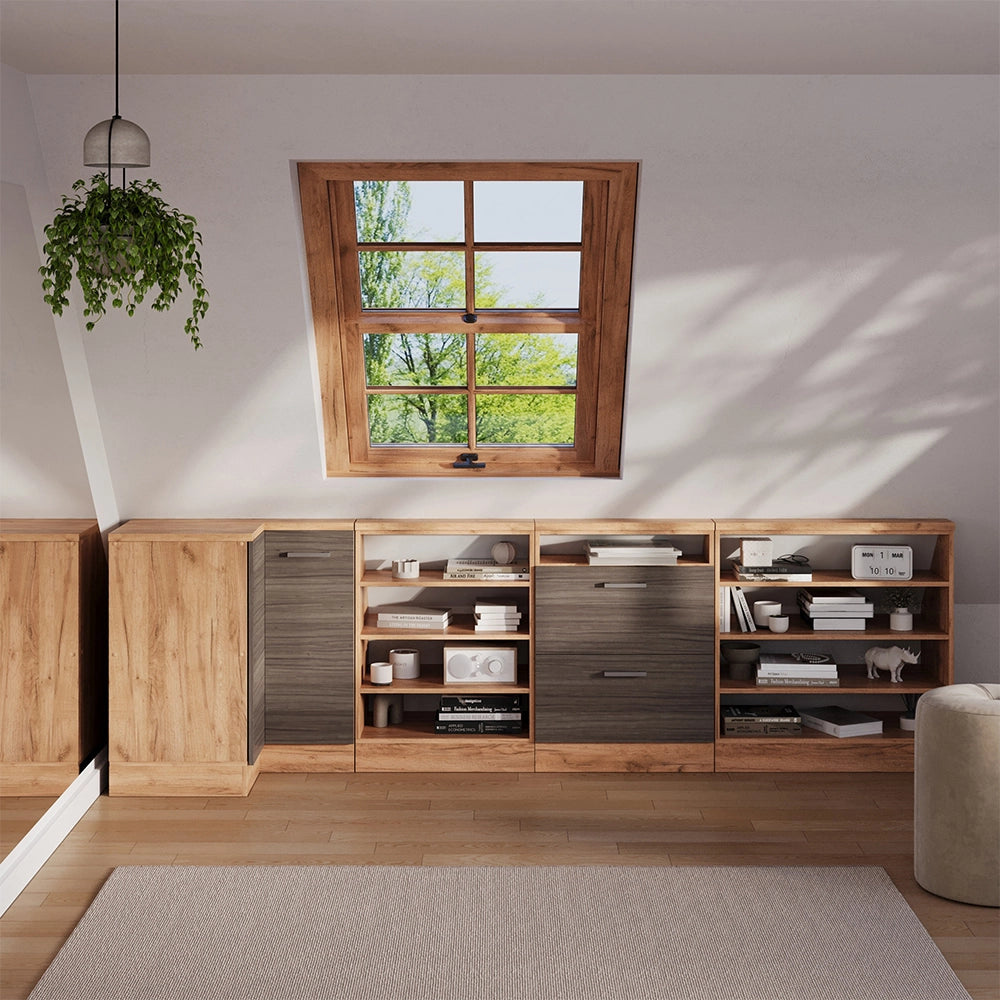 Mobile sottotetto Mobile angolare Rion Grigio nobile/Rovere dorato 75.6 x 83.8 cm con 1 porta Vicco