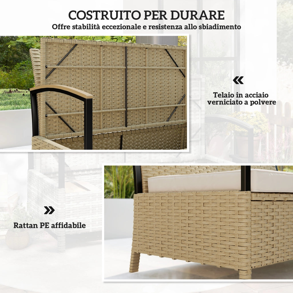 Cassettiera con Cuscino Imbottito ¨C zephmum ¨C Cachi, Metallo, 123x70x82 cm