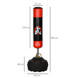 Sacco Boxe Kickboxing da Terra Ø60x180 cm  Nero e Rosso