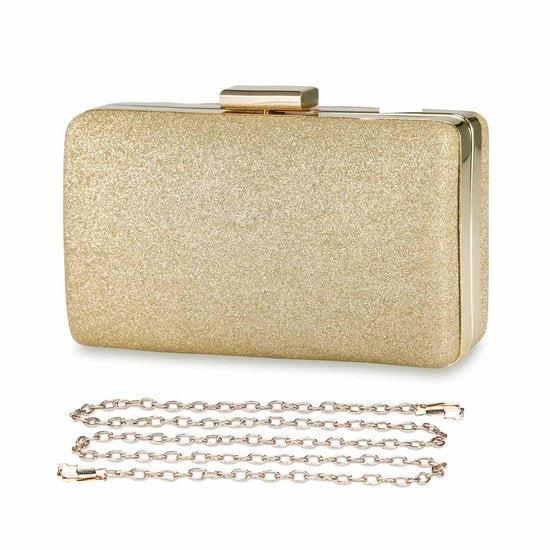 Borsa da Spalla per Donna con Reflex Luce, Tasca Elegante per Matrimonio, Festa e Cocktail in Oro