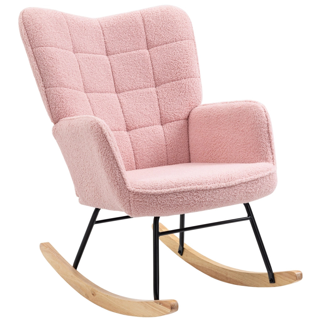 Poltrona a Dondolo Retro Design ¨C Zephmum ¨C Legno Massiccio Rosa 98x71x101 cm